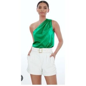 Generation Love Green Satin One Shoulder Top XS